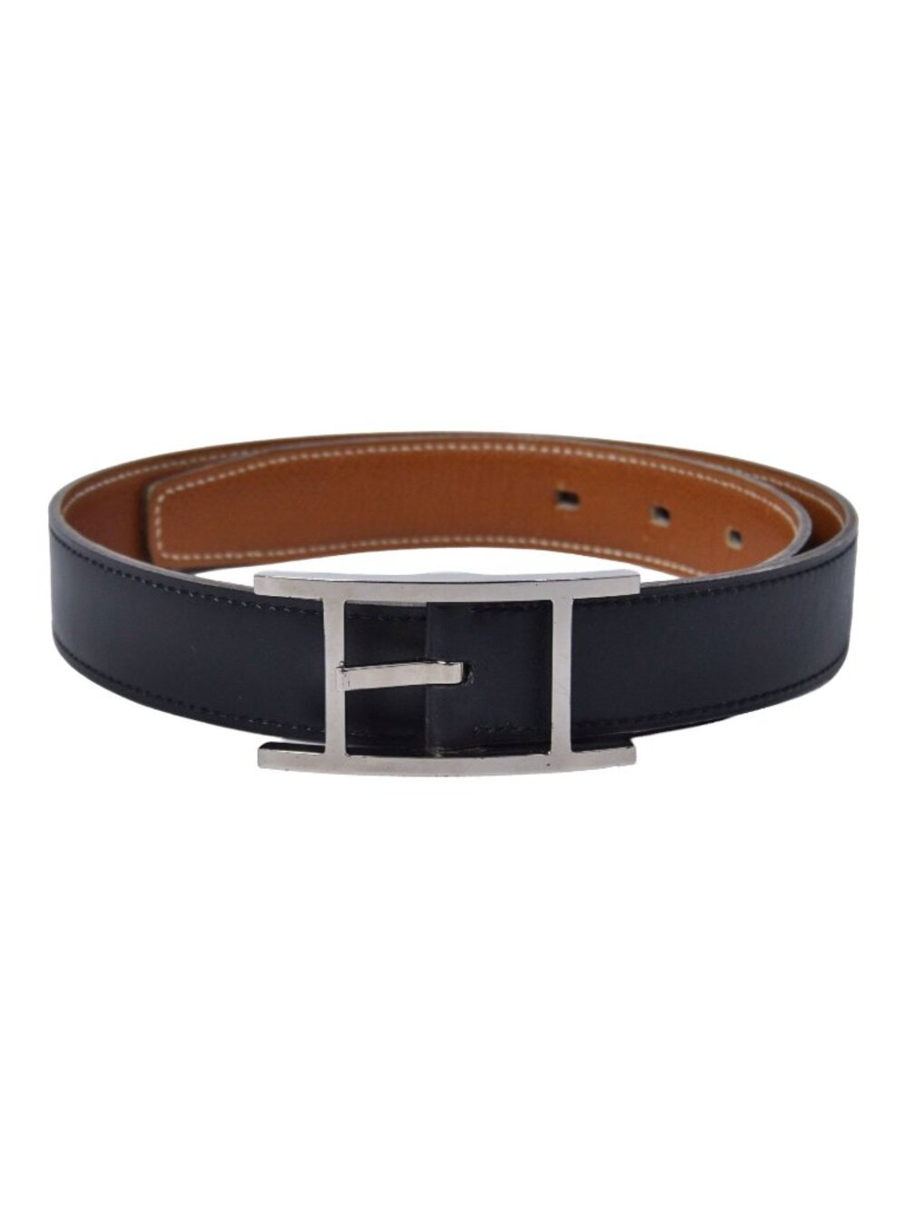 Hermes Vintage Belt Leather H Logo 65 Black